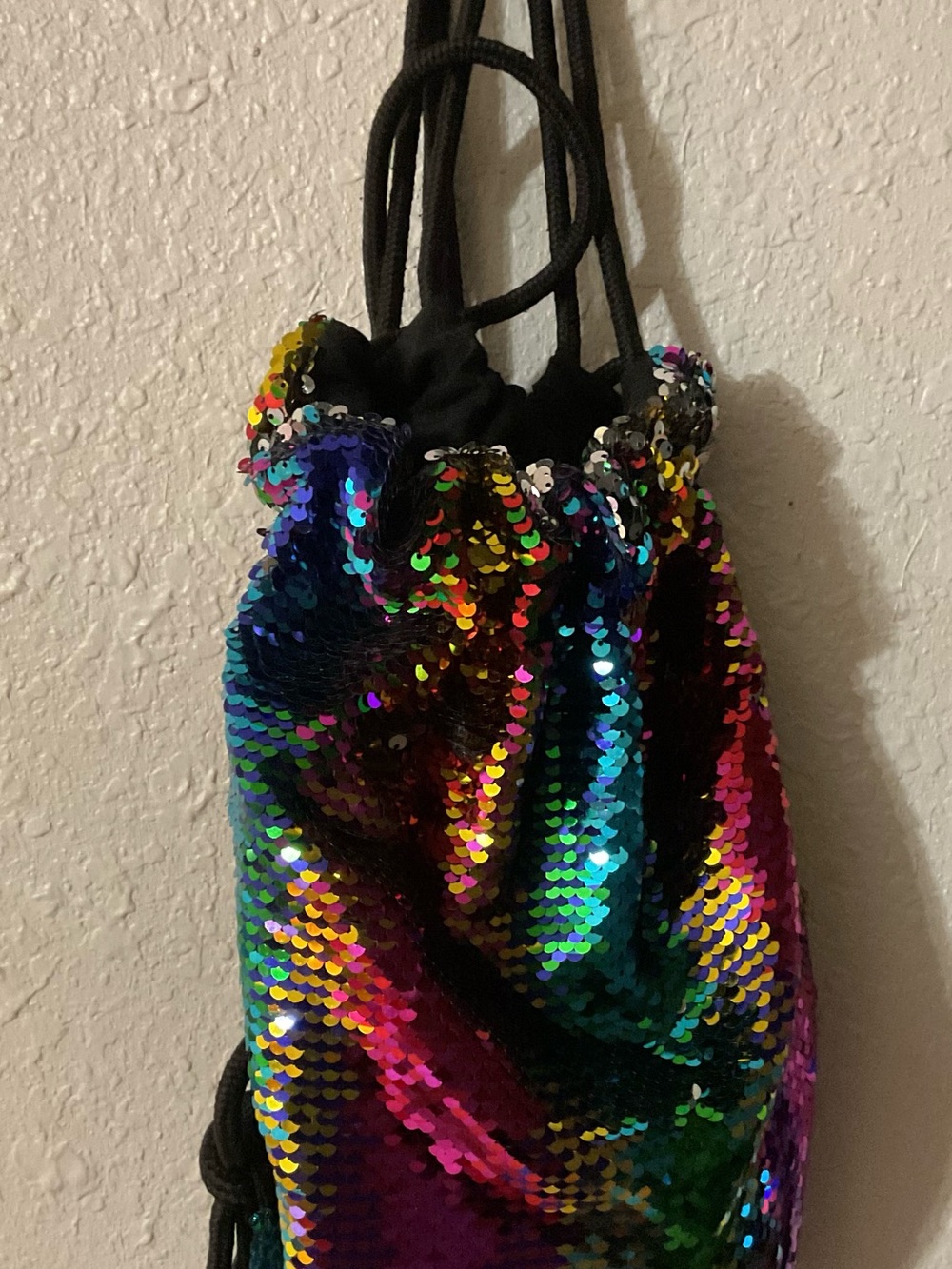 Sequin Rainbow Drawstring Backpack - Multicolor - Picture 5 of 5